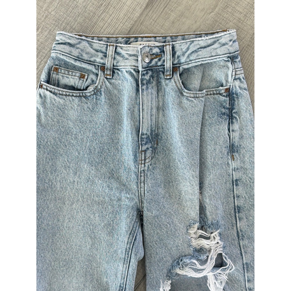 PacSun Womens Light Wash Distressed Boyfriend Jeans High Waisted Size 24 - Picture 2 of 10